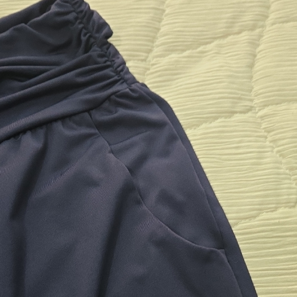 Wide Leg Flowing Palazzo Pants - Navy - Picture 6 of 8